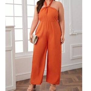 Asos burnt orange jersey knit jumpsuit size 14